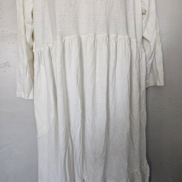 Free People Beach Women's Large White Long Sleeve Midi Dress V-neck Collared - Picture 4 of 12